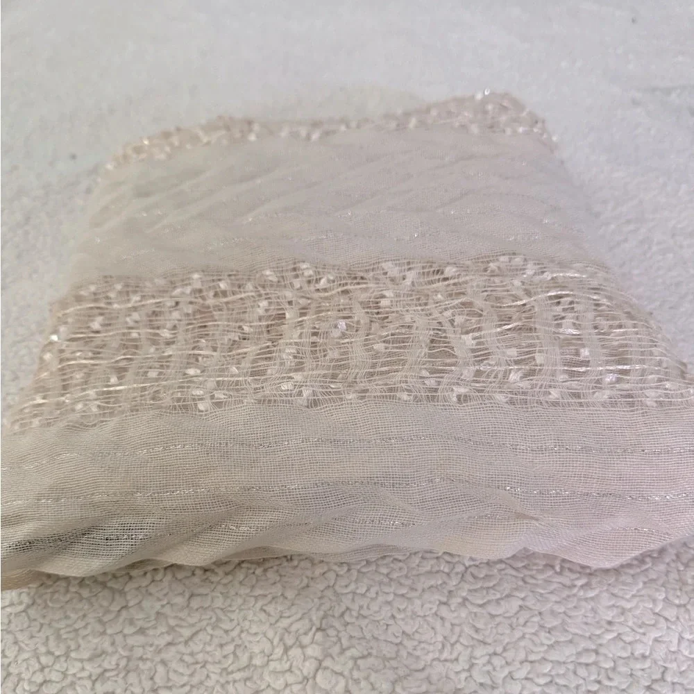 MixIt OS Infinity Loose Cowl Neck Looped Scarf Soft Rose Gold Ivory w/sequins.